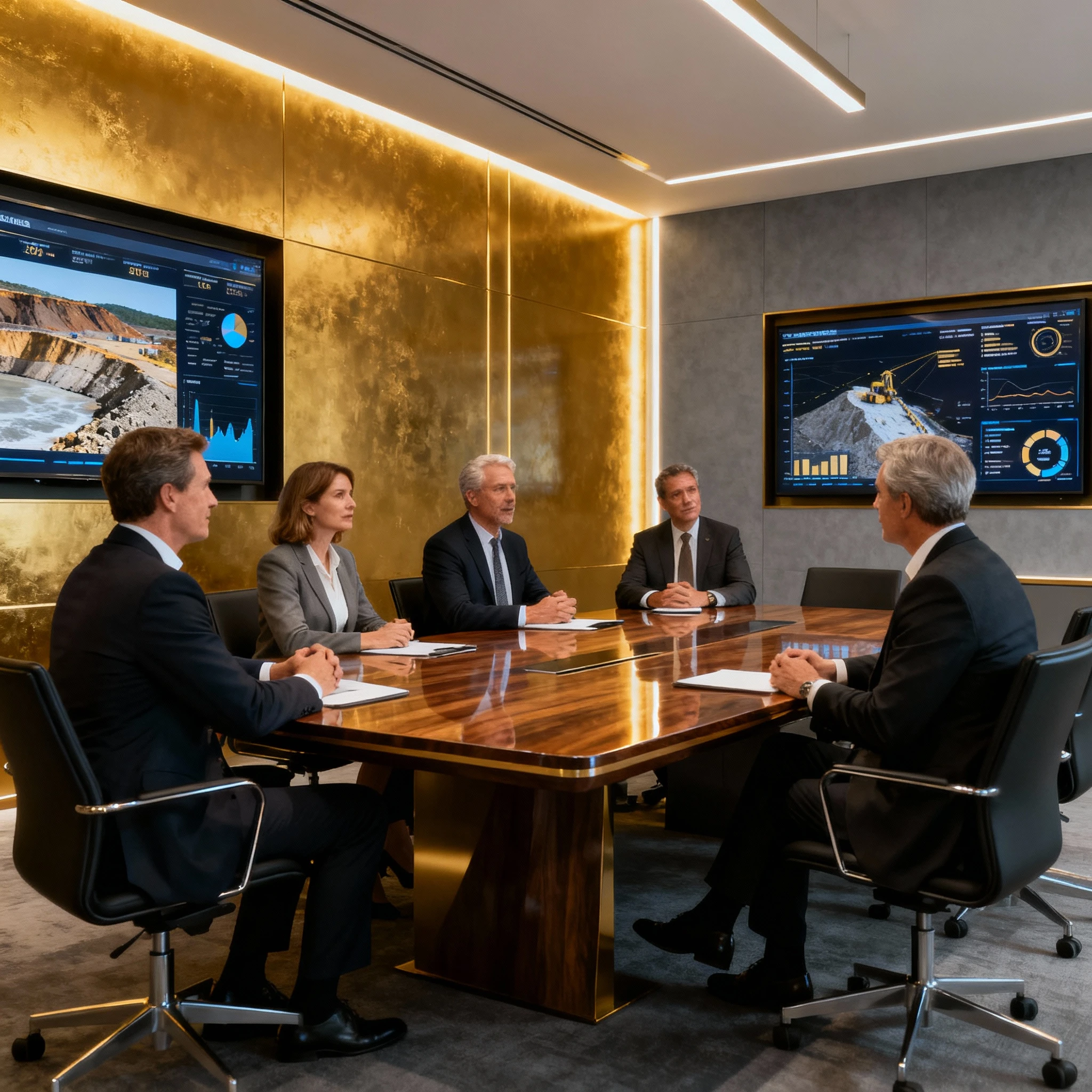 Mining industry leaders discussing tailings monitoring strategy
